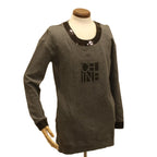 CELINE Sweatshirt Dress Cotton M Gray Black  am3981