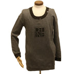 CELINE Sweatshirt Dress Cotton M Gray Black  am3981