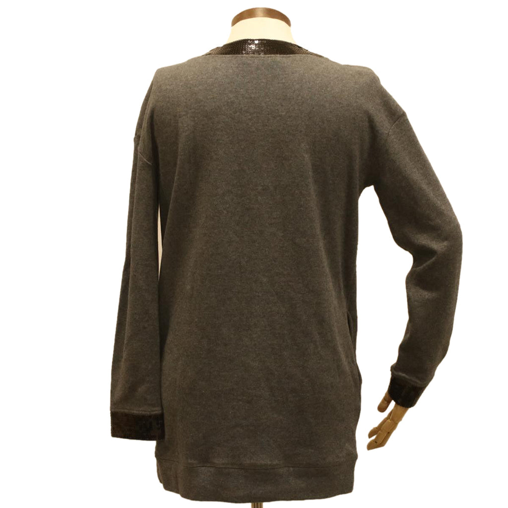 CELINE Sweatshirt Dress Cotton M Gray Black  am3981