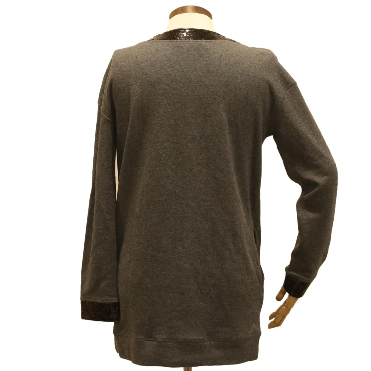 CELINE Sweatshirt Dress Cotton M Gray Black  am3981