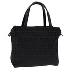 FENDI Zucchino Canvas Hand Bag Black  am4149