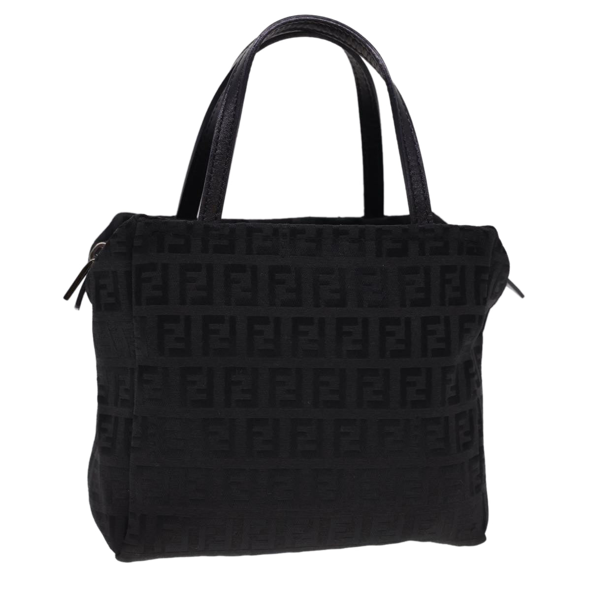 FENDI Zucchino Canvas Hand Bag Black  am4149