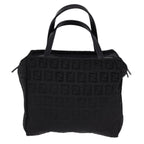 FENDI Zucchino Canvas Hand Bag Black  am4149