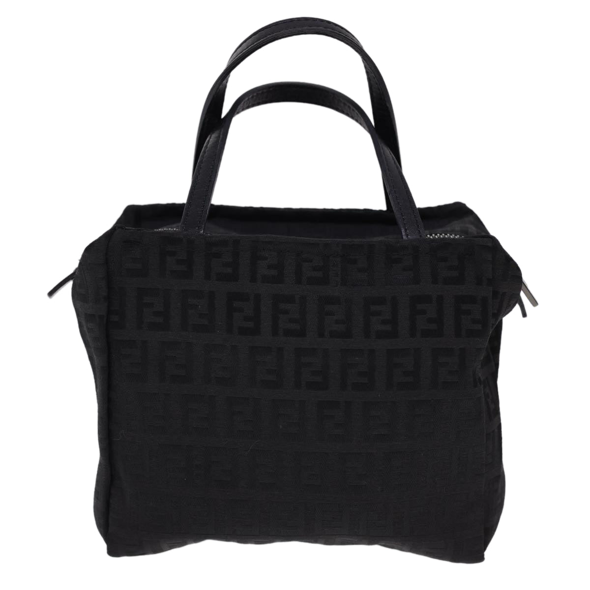 FENDI Zucchino Canvas Hand Bag Black  am4149