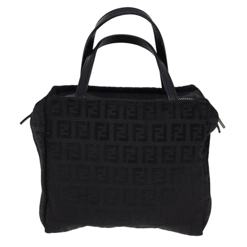FENDI Zucchino Canvas Hand Bag Black  am4149