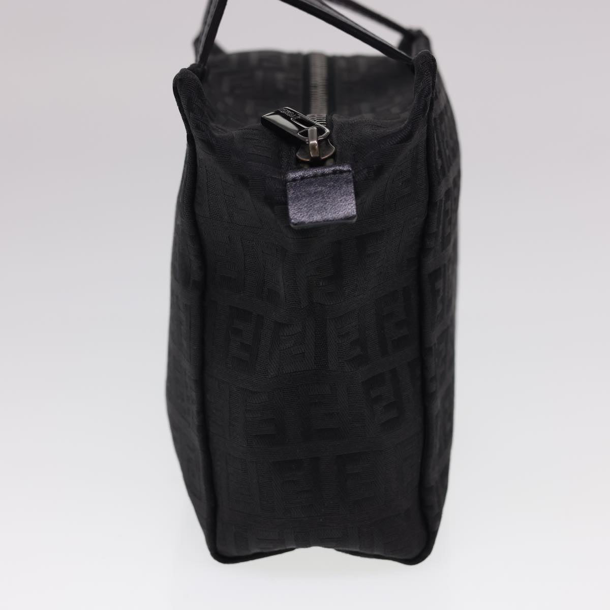FENDI Zucchino Canvas Hand Bag Black Auth am4149