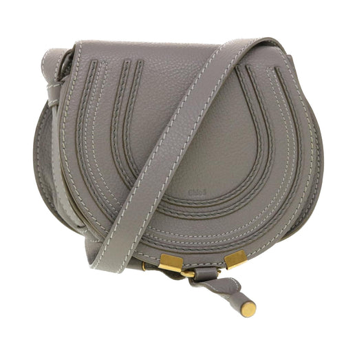 Chloe Mercy Small Saddle Shoulder Bag Leather Gray am4200
