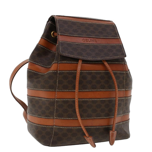 CELINE Macadam Canvas Backpack PVC Leather Brown  am4403