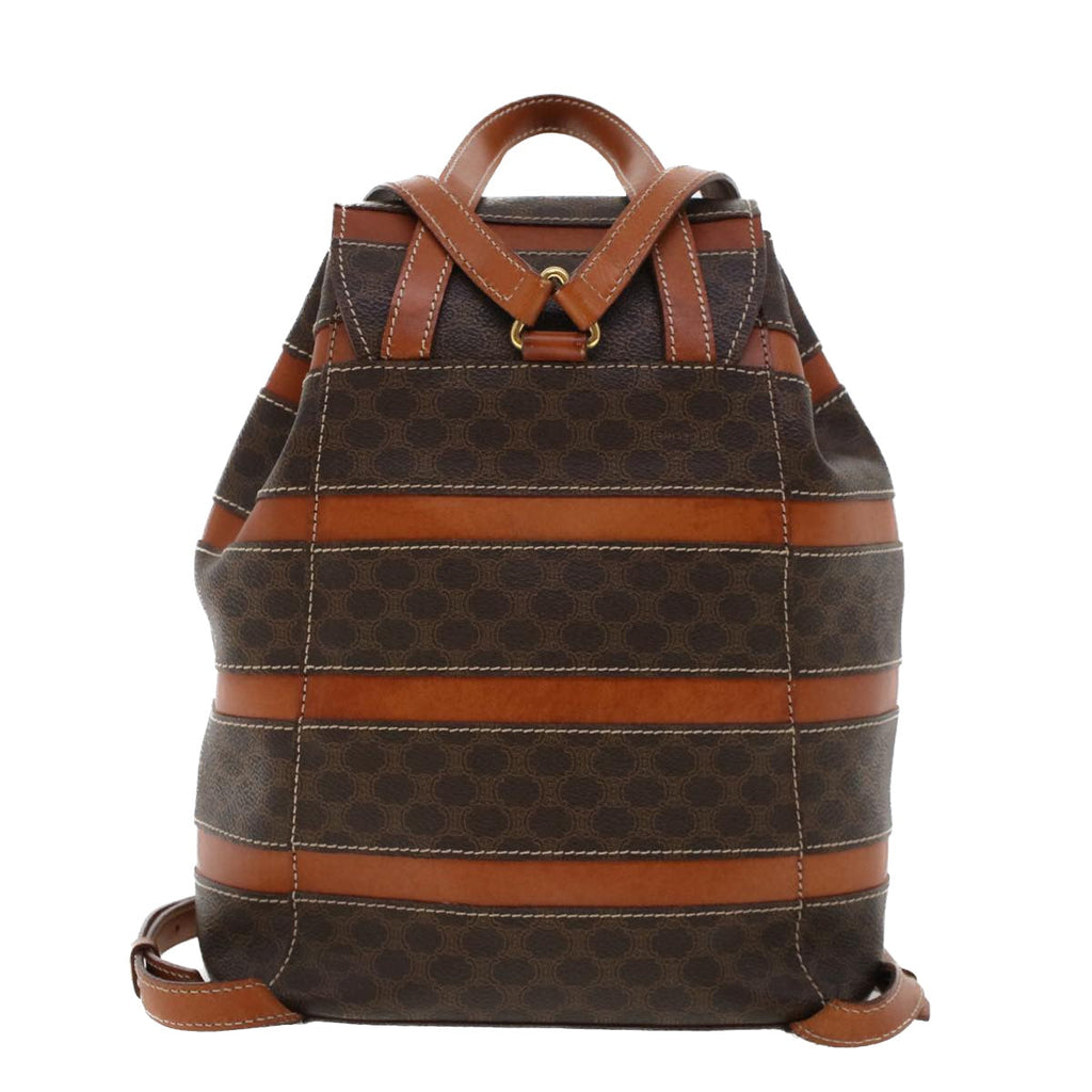CELINE Macadam Canvas Backpack PVC Leather Brown  am4403