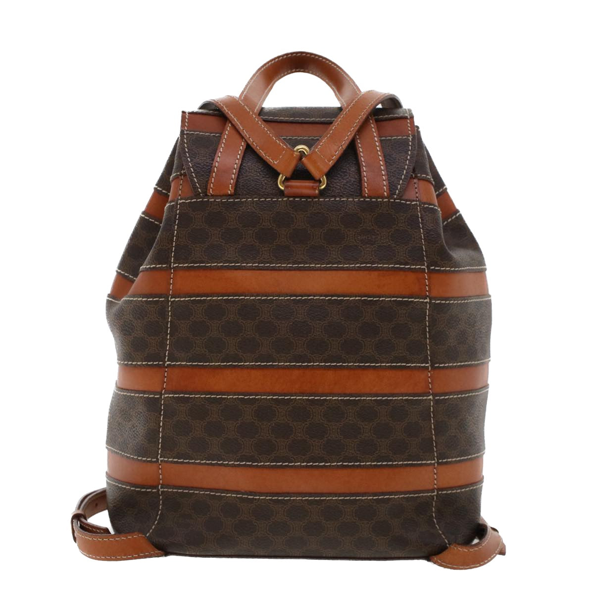 CELINE Macadam Canvas Backpack PVC Leather Brown  am4403