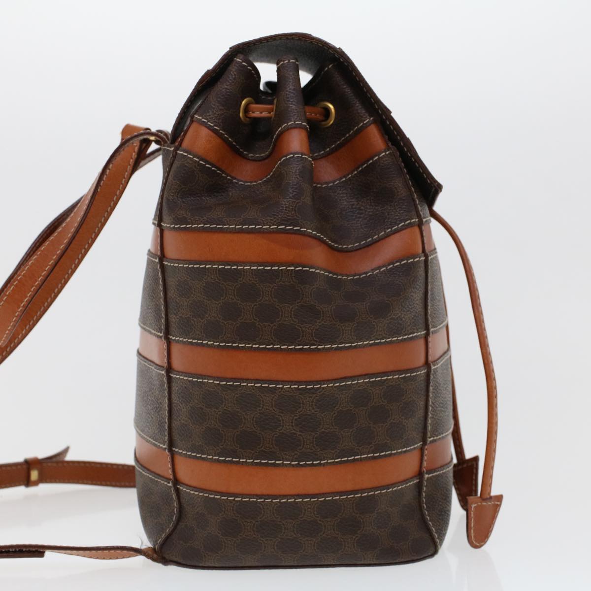 CELINE Macadam Canvas Backpack PVC Leather Brown  am4403