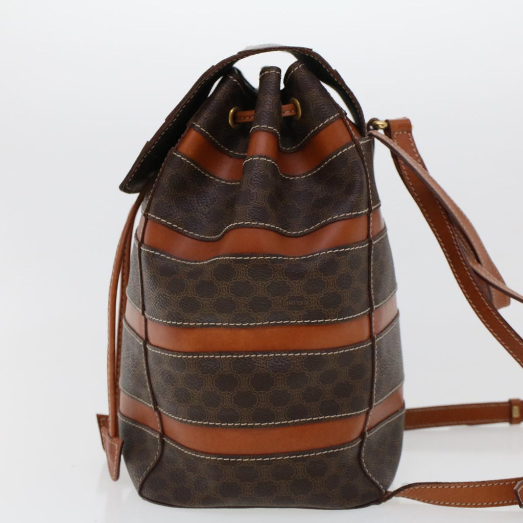 CELINE Macadam Canvas Backpack PVC Leather Brown  am4403