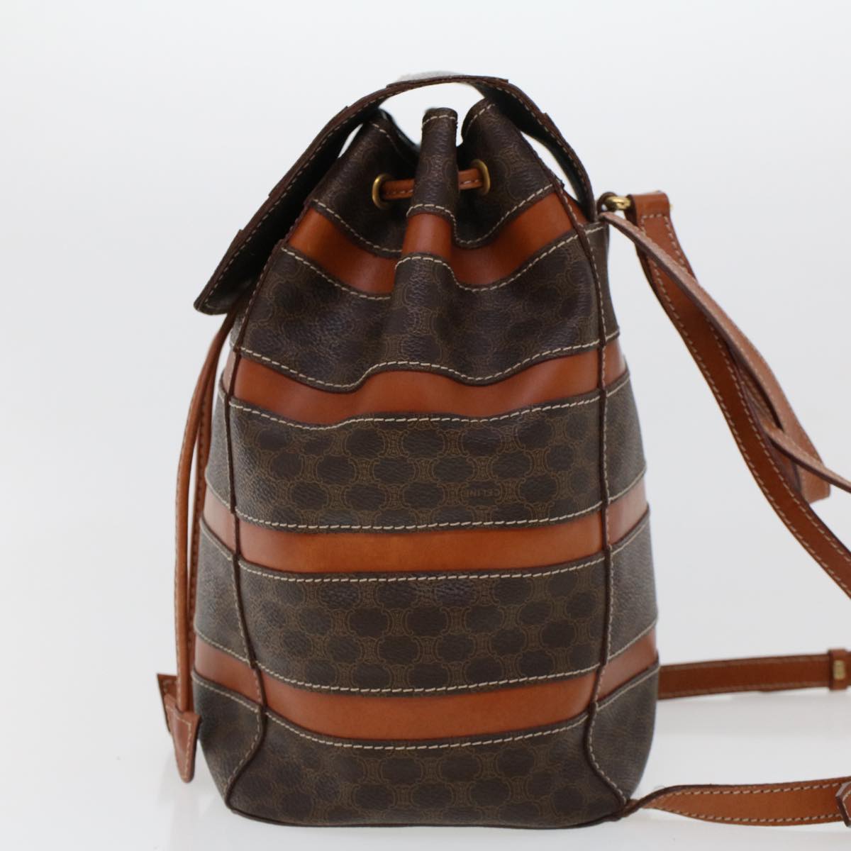 CELINE Macadam Canvas Backpack PVC Leather Brown  am4403