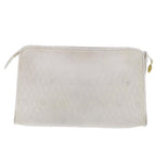 CHRISTIAN DIOR Honeycomb Canvas Clutch Bag White Auth am4852