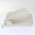 CHRISTIAN DIOR Honeycomb Canvas Clutch Bag White Auth am4852