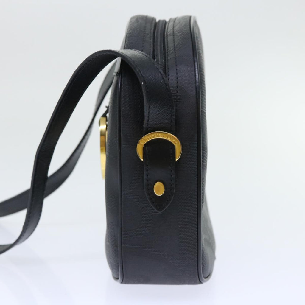 CHRISTIAN DIOR Trotter Canvas Shoulder Bag Black Auth am4872