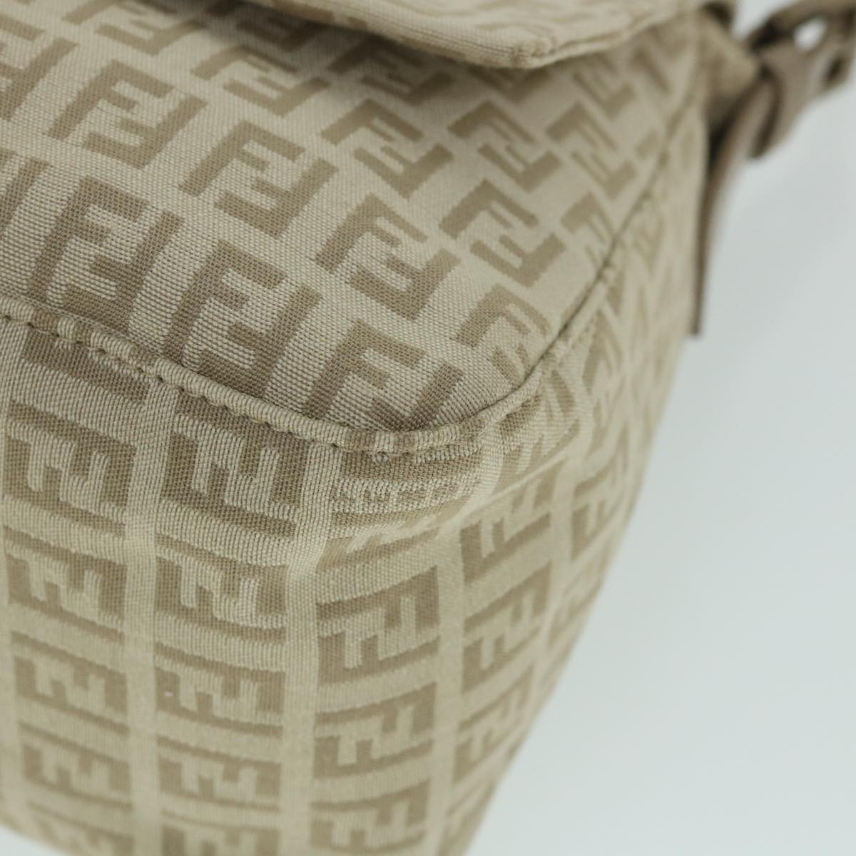 FENDI Zucchino Canvas Mamma Baguette Shoulder Bag Beigeam4994