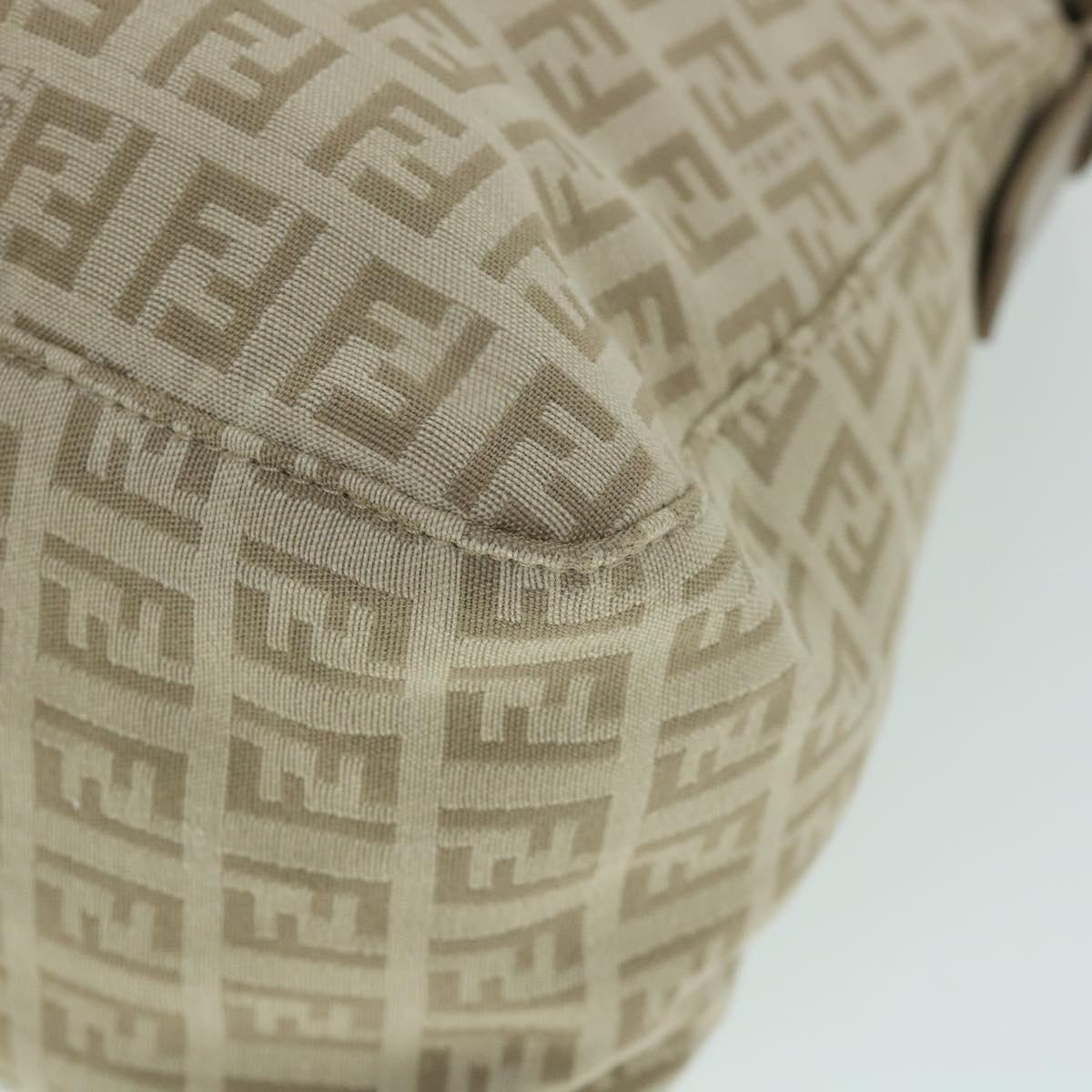 FENDI Zucchino Canvas Mamma Baguette Shoulder Bag Beigeam4994