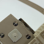 FENDI Zucchino Canvas Mamma Baguette Shoulder Bag Beigeam4994