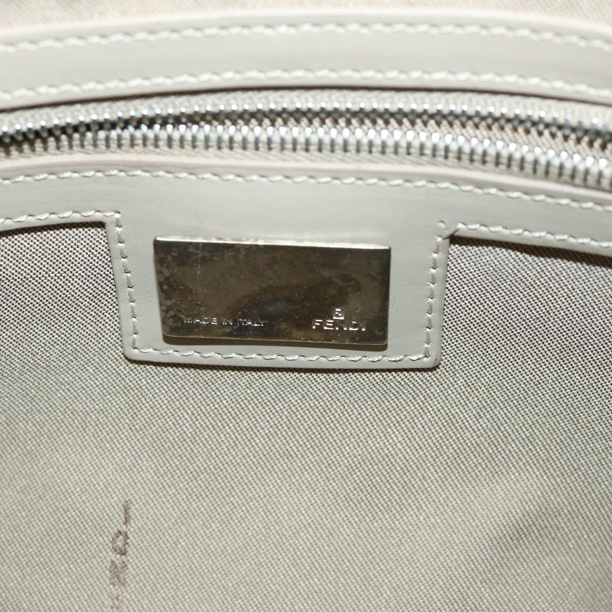 FENDI Zucchino Canvas Mamma Baguette Shoulder Bag Beigeam4994