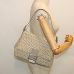 FENDI Zucchino Canvas Mamma Baguette Shoulder Bag Beigeam4994