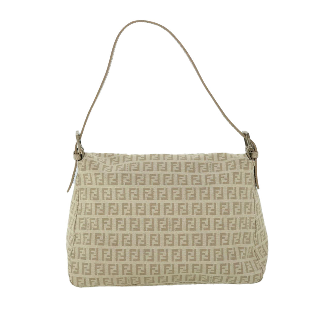 FENDI Zucchino Canvas Mamma Baguette Shoulder Bag Beigeam4994