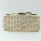 FENDI Zucchino Canvas Mamma Baguette Shoulder Bag Beigeam4994