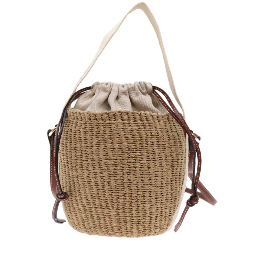Chloe Small Woody Basket Shoulder Bag Straw Beige am5021