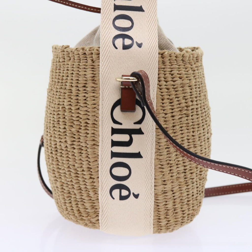 Chloe Small Woody Basket Shoulder Bag Straw Beige am5021