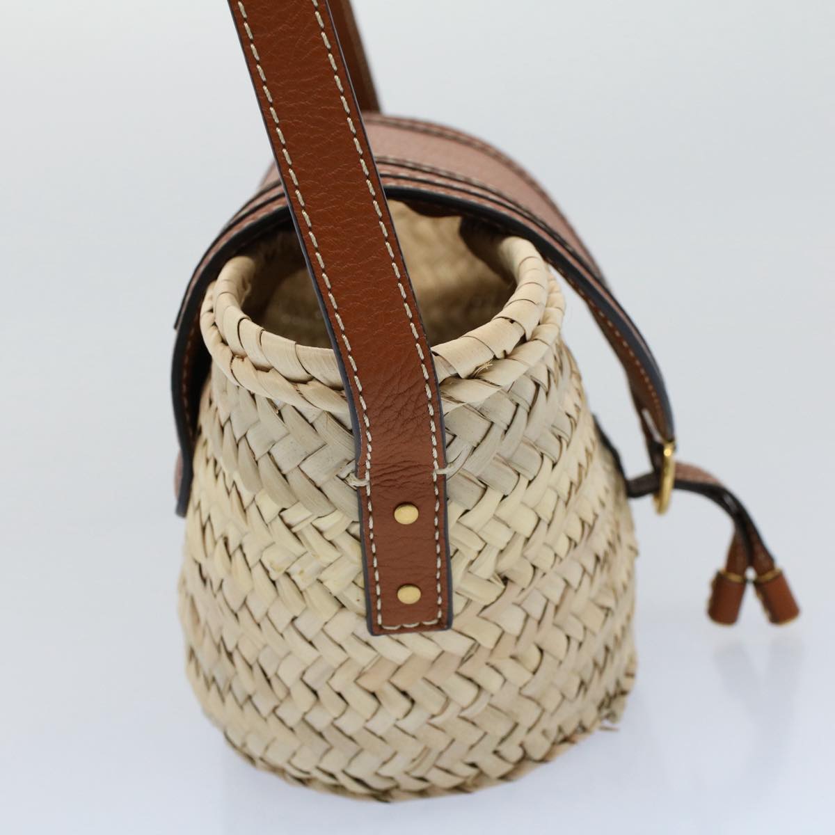 Chloe MARCIE Small Basket Shoulder Bag Raffia Beige am5022
