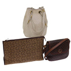 CELINE Shoulder Bag Canvas Leather 3Set Brown Beige  am5026