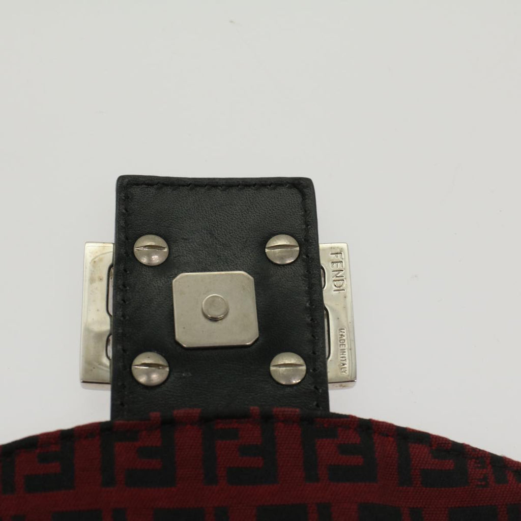 FENDI Zucchino Canvas Mamma Baguette Shoulder Bag Redam5029