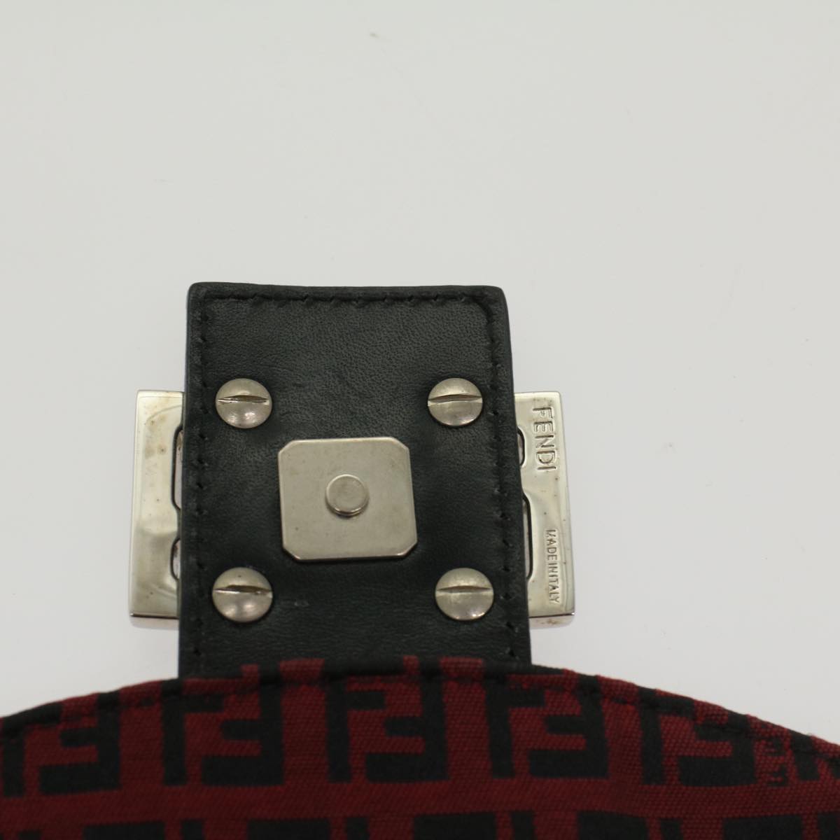 FENDI Zucchino Canvas Mamma Baguette Shoulder Bag Redam5029