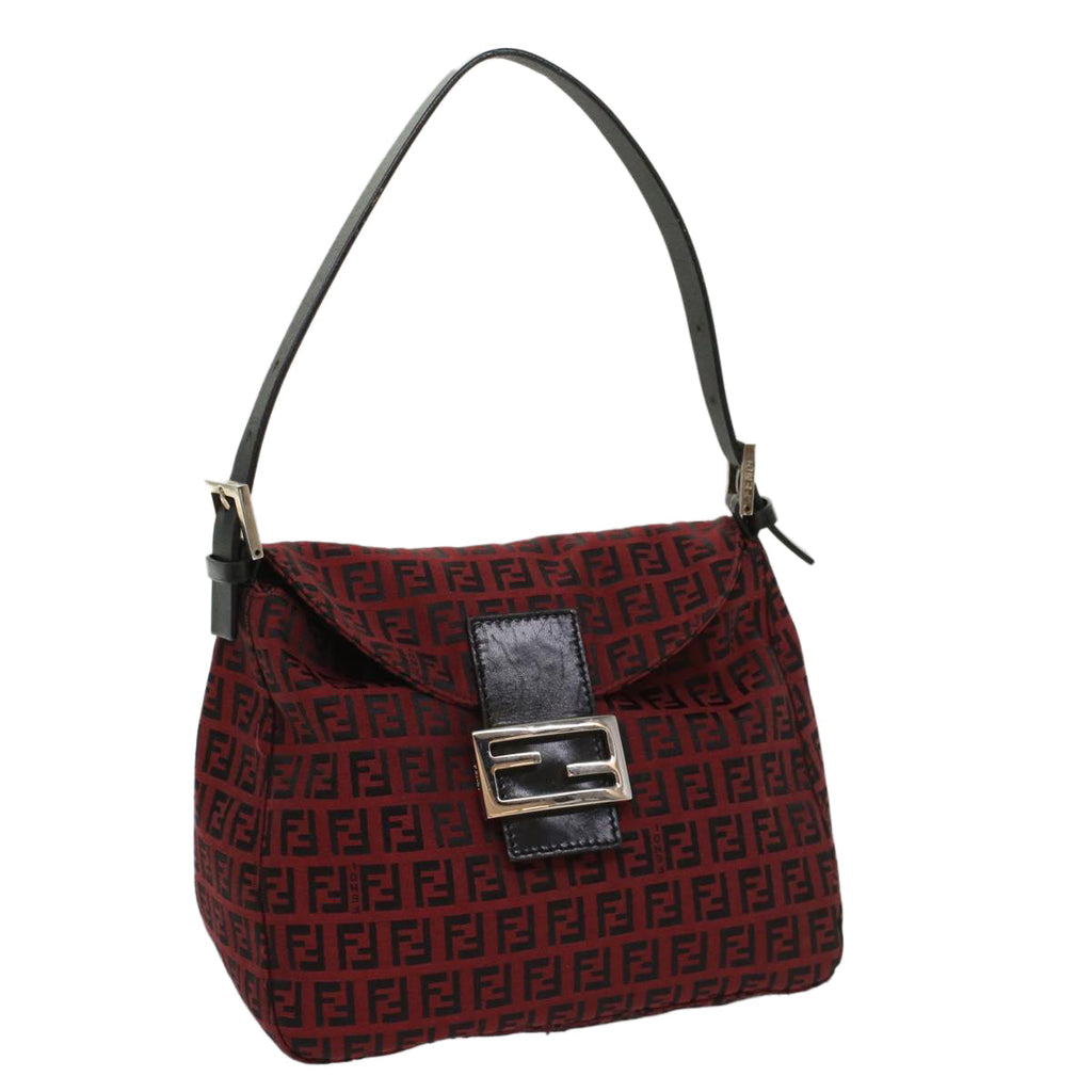 FENDI Zucchino Canvas Mamma Baguette Shoulder Bag Redam5029