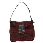 FENDI Zucchino Canvas Mamma Baguette Shoulder Bag Redam5029