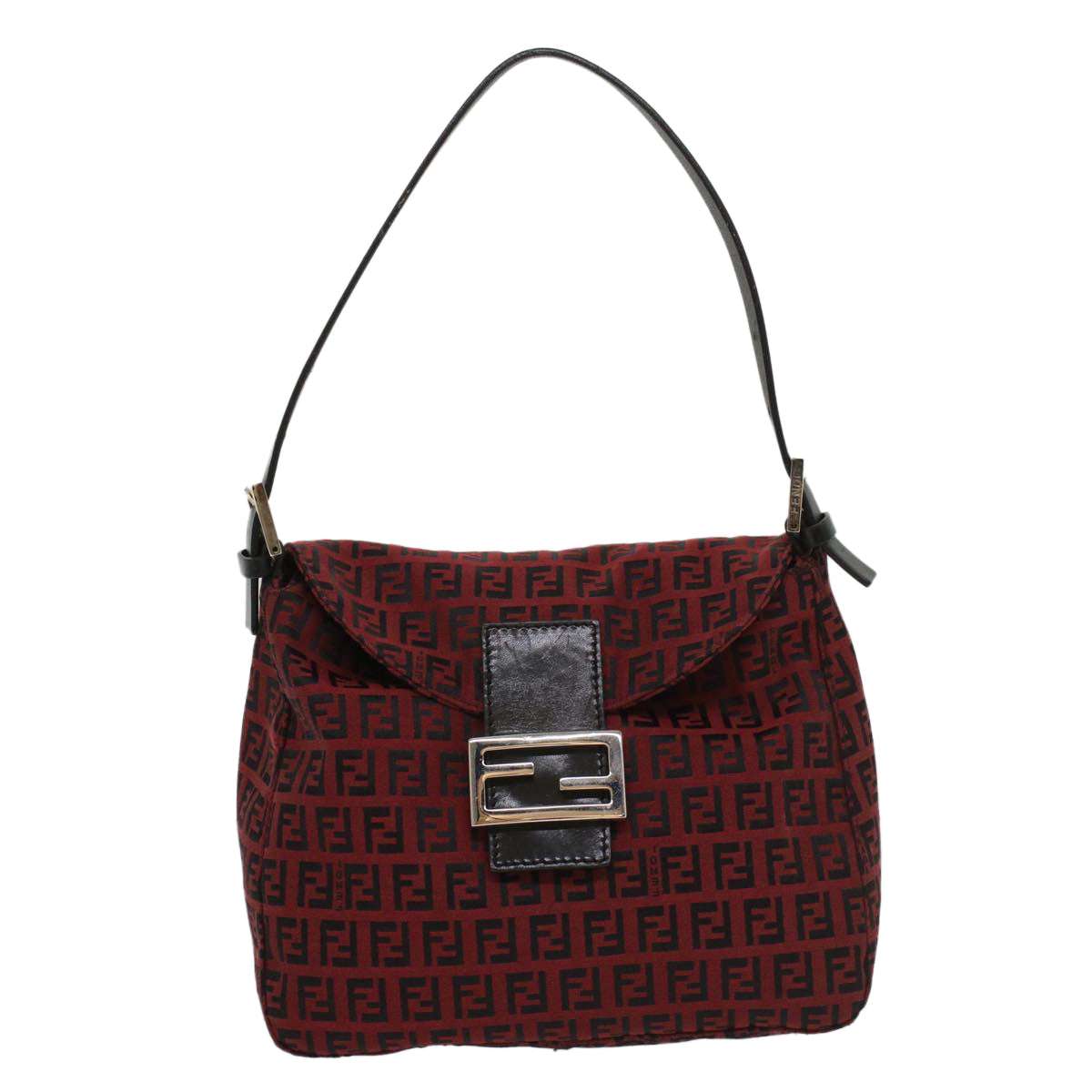 FENDI Zucchino Canvas Mamma Baguette Shoulder Bag Redam5029