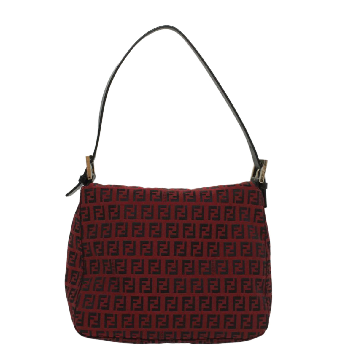 FENDI Zucchino Canvas Mamma Baguette Shoulder Bag Redam5029