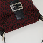 FENDI Zucchino Canvas Mamma Baguette Shoulder Bag Redam5029