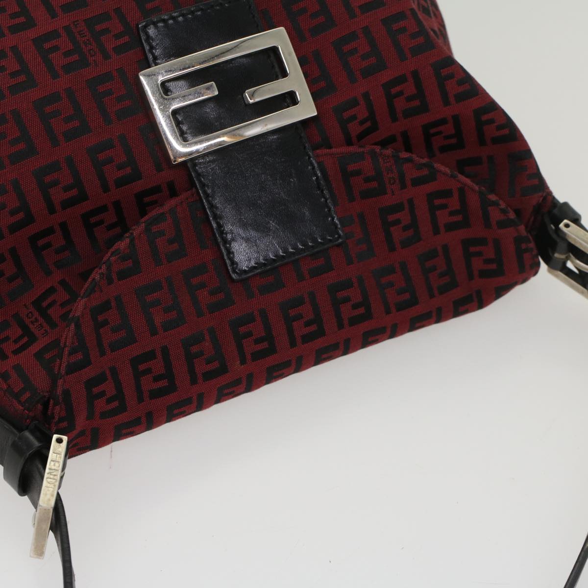 FENDI Zucchino Canvas Mamma Baguette Shoulder Bag Redam5029