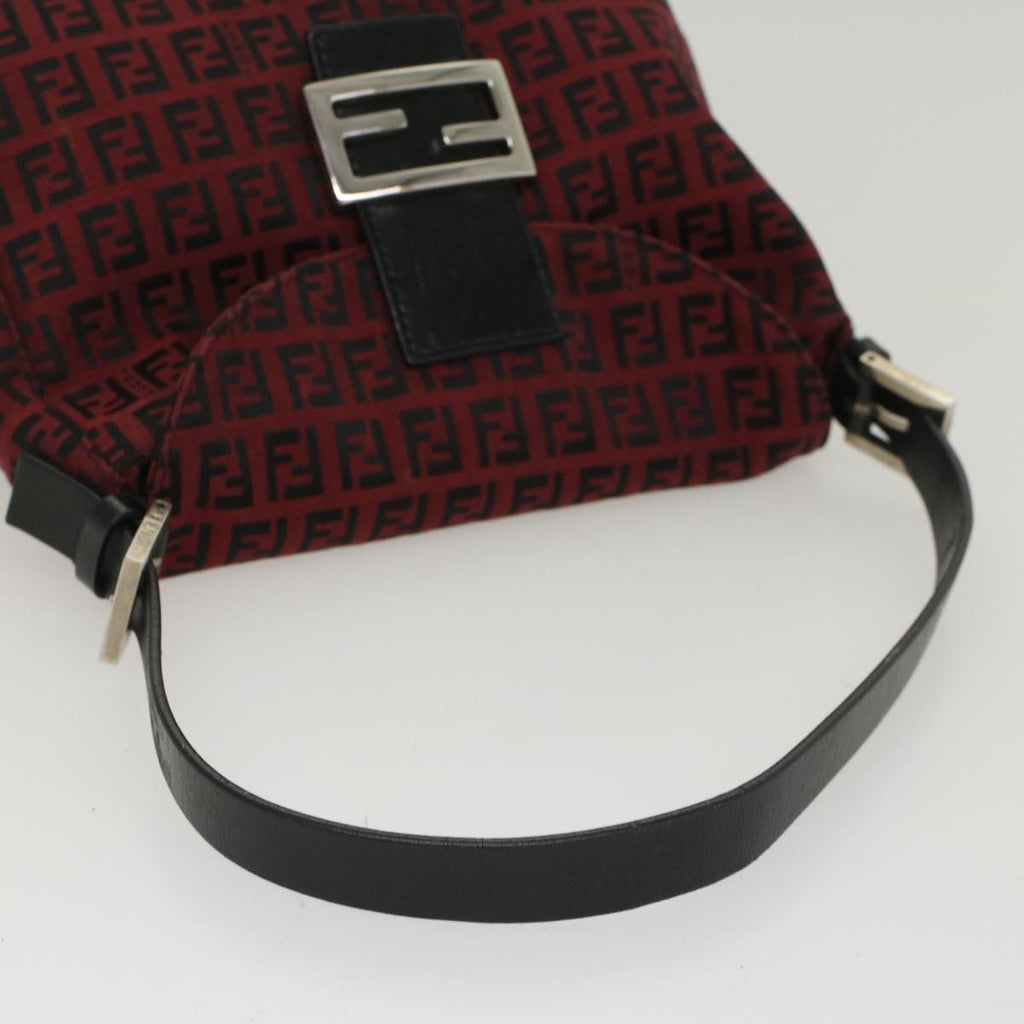 FENDI Zucchino Canvas Mamma Baguette Shoulder Bag Redam5029