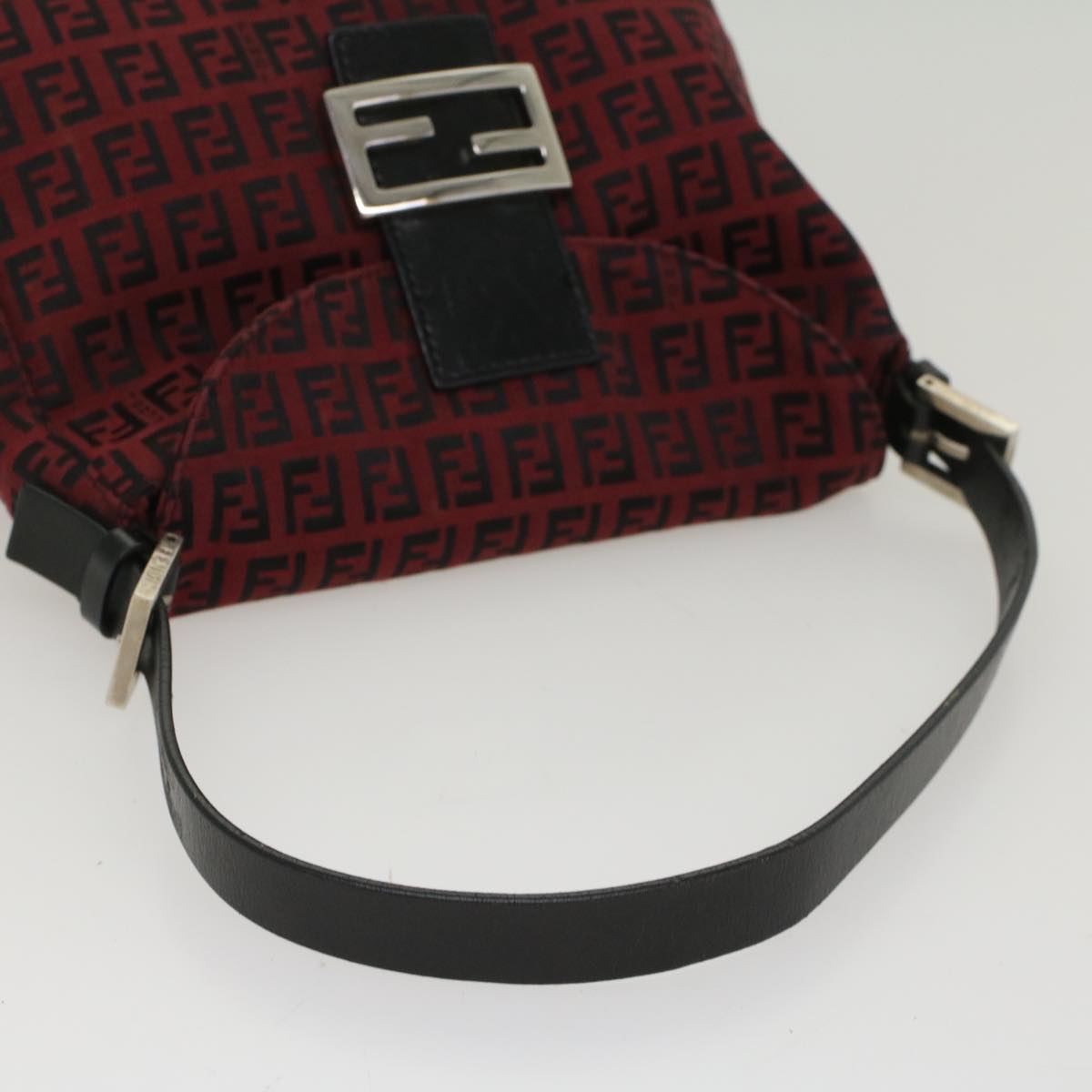 FENDI Zucchino Canvas Mamma Baguette Shoulder Bag Redam5029