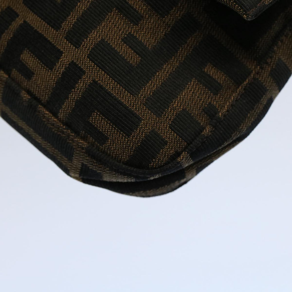 FENDI Zucca Canvas Mamma Baguette Shoulder Bag Black Brownam5065