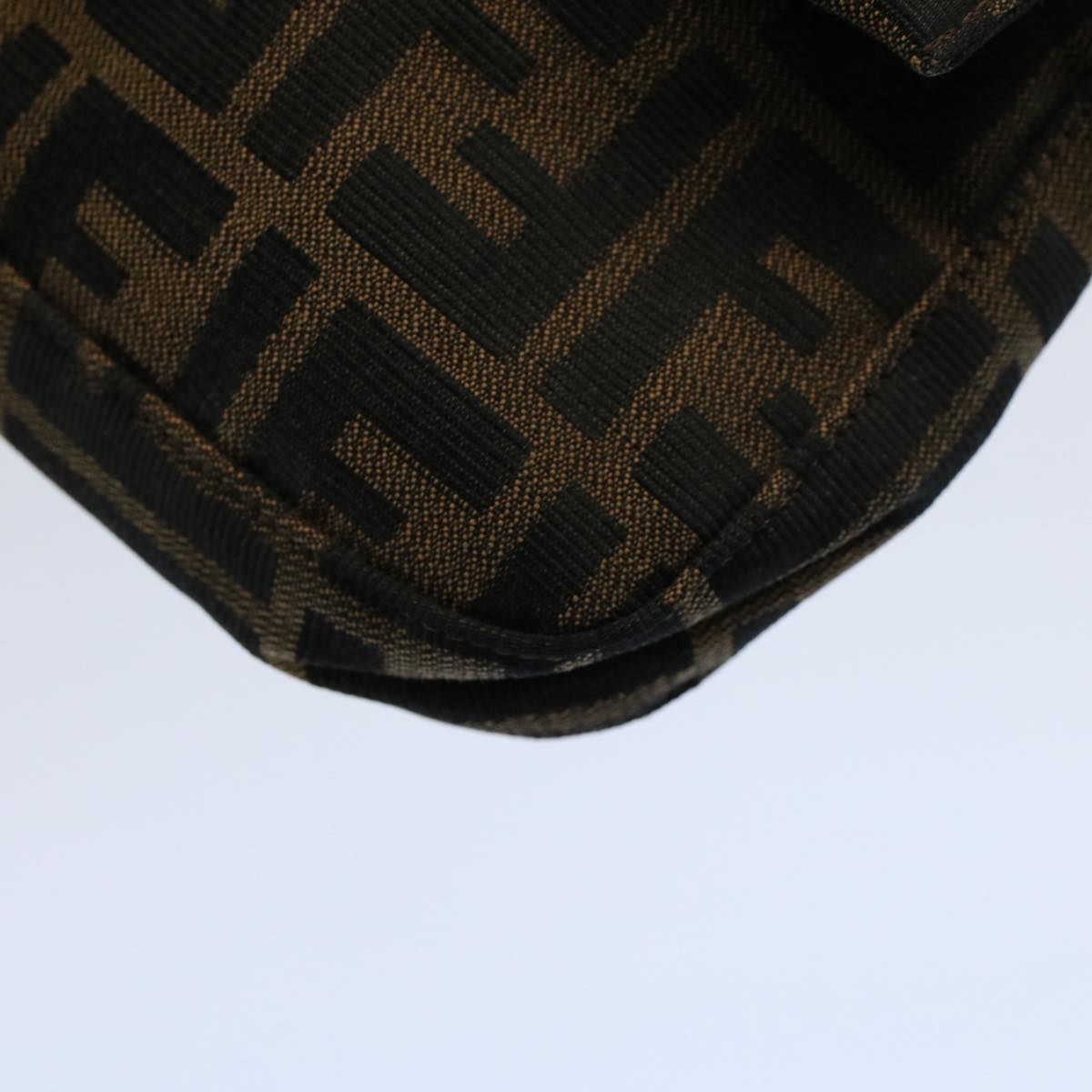 FENDI Zucca Canvas Mamma Baguette Shoulder Bag Black Brownam5065