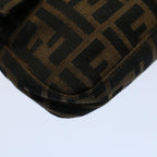 FENDI Zucca Canvas Mamma Baguette Shoulder Bag Black Brownam5065