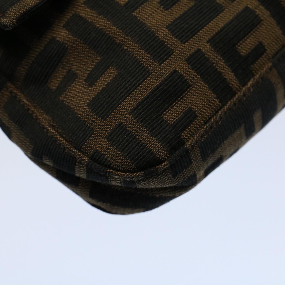 FENDI Zucca Canvas Mamma Baguette Shoulder Bag Black Brownam5065