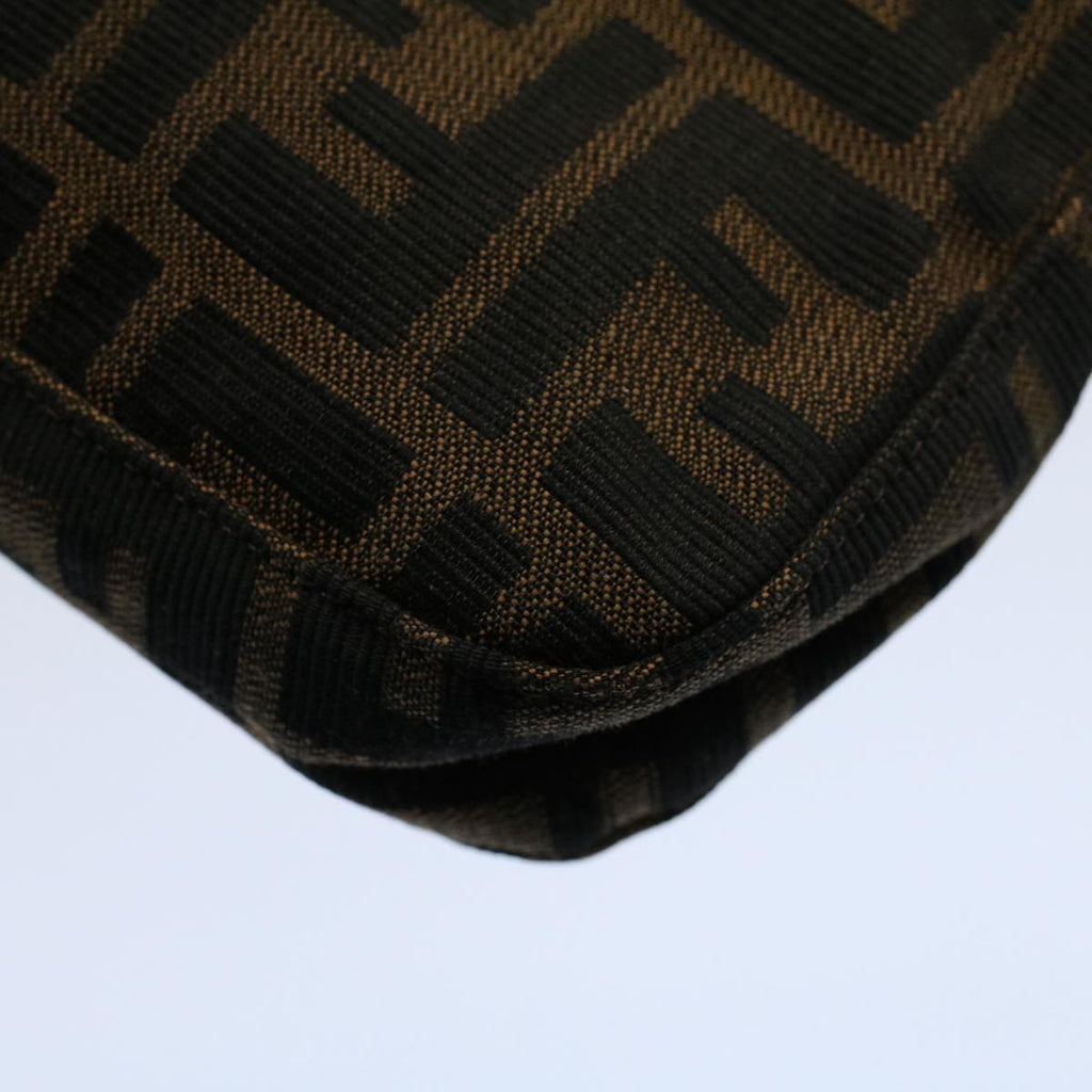 FENDI Zucca Canvas Mamma Baguette Shoulder Bag Black Brownam5065