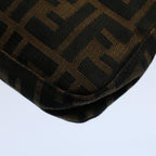 FENDI Zucca Canvas Mamma Baguette Shoulder Bag Black Brownam5065