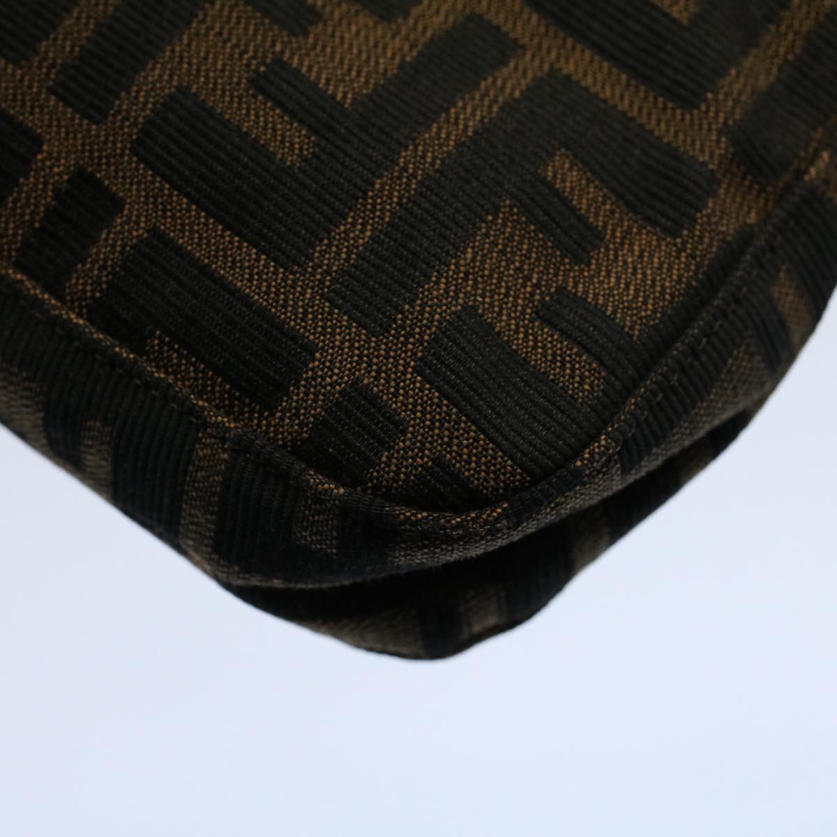 FENDI Zucca Canvas Mamma Baguette Shoulder Bag Black Brownam5065