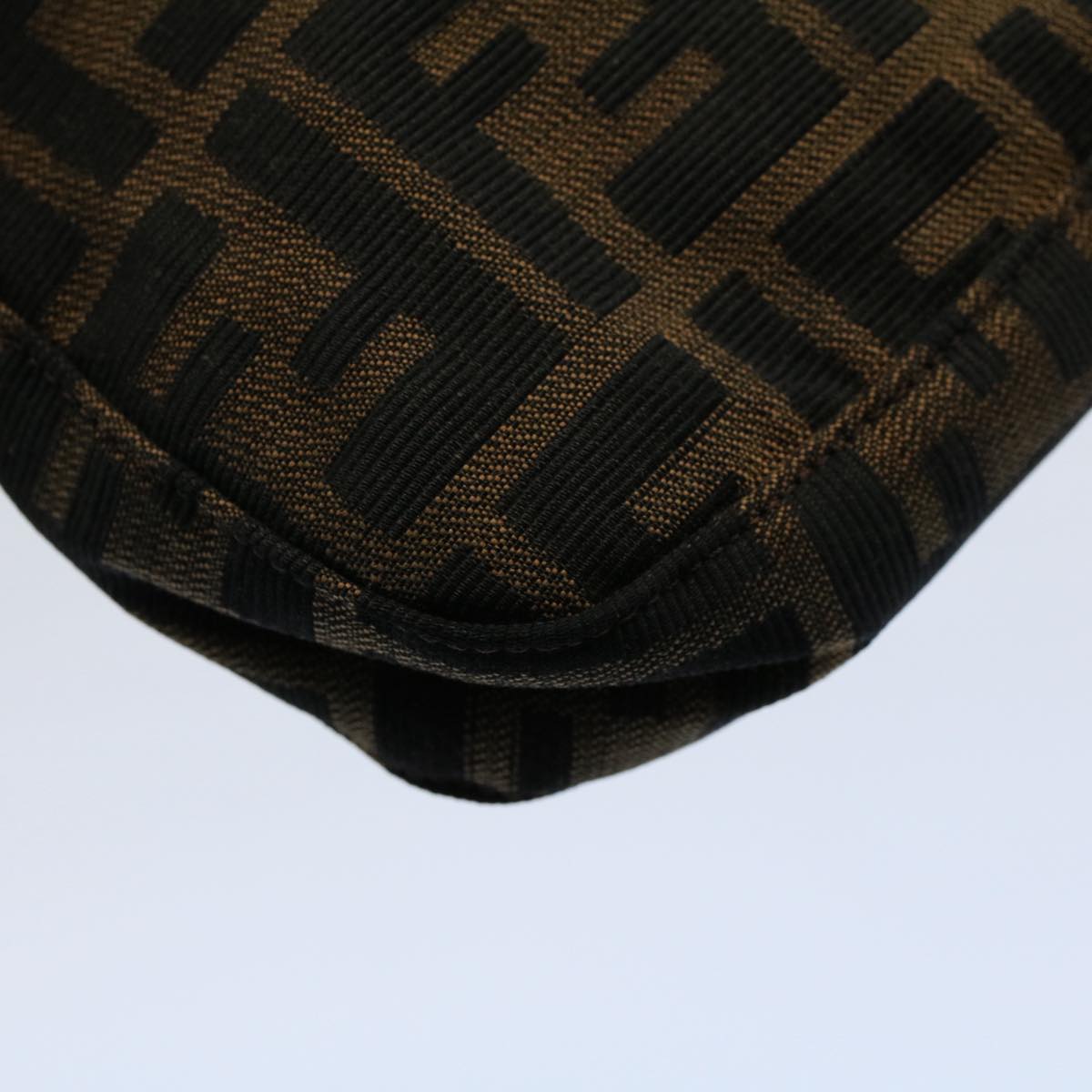 FENDI Zucca Canvas Mamma Baguette Shoulder Bag Black Brownam5065