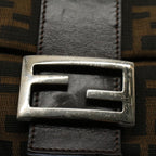 FENDI Zucca Canvas Mamma Baguette Shoulder Bag Black Brownam5065